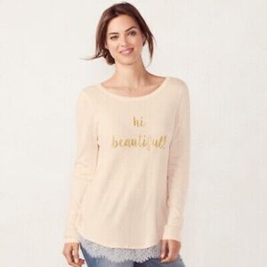 Hi Beautiful Long Sleeve Light Sweater Top- NWOT